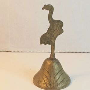 Vintage 80s Brass Hand Crane Bell